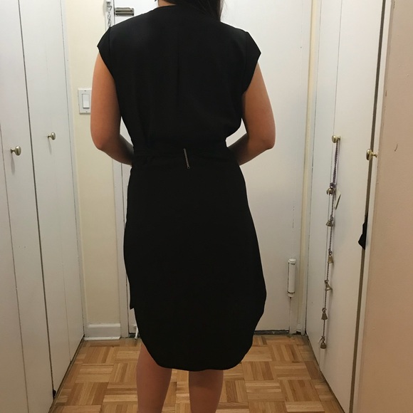 Reiss Black Crepe Dress. High/low. Shoulder Detail - Picture 4 of 8